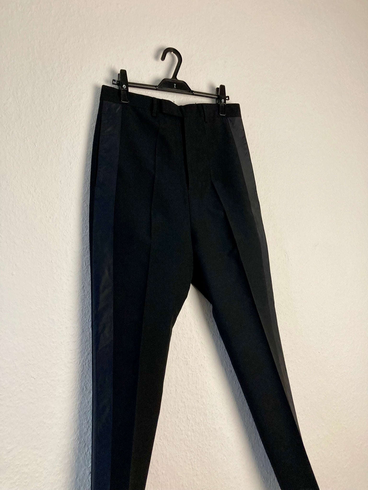 F/W 18 "SISYPHUS" Astaire Slim Fit Wool Tuxedo Trousers in Black Size 46/30