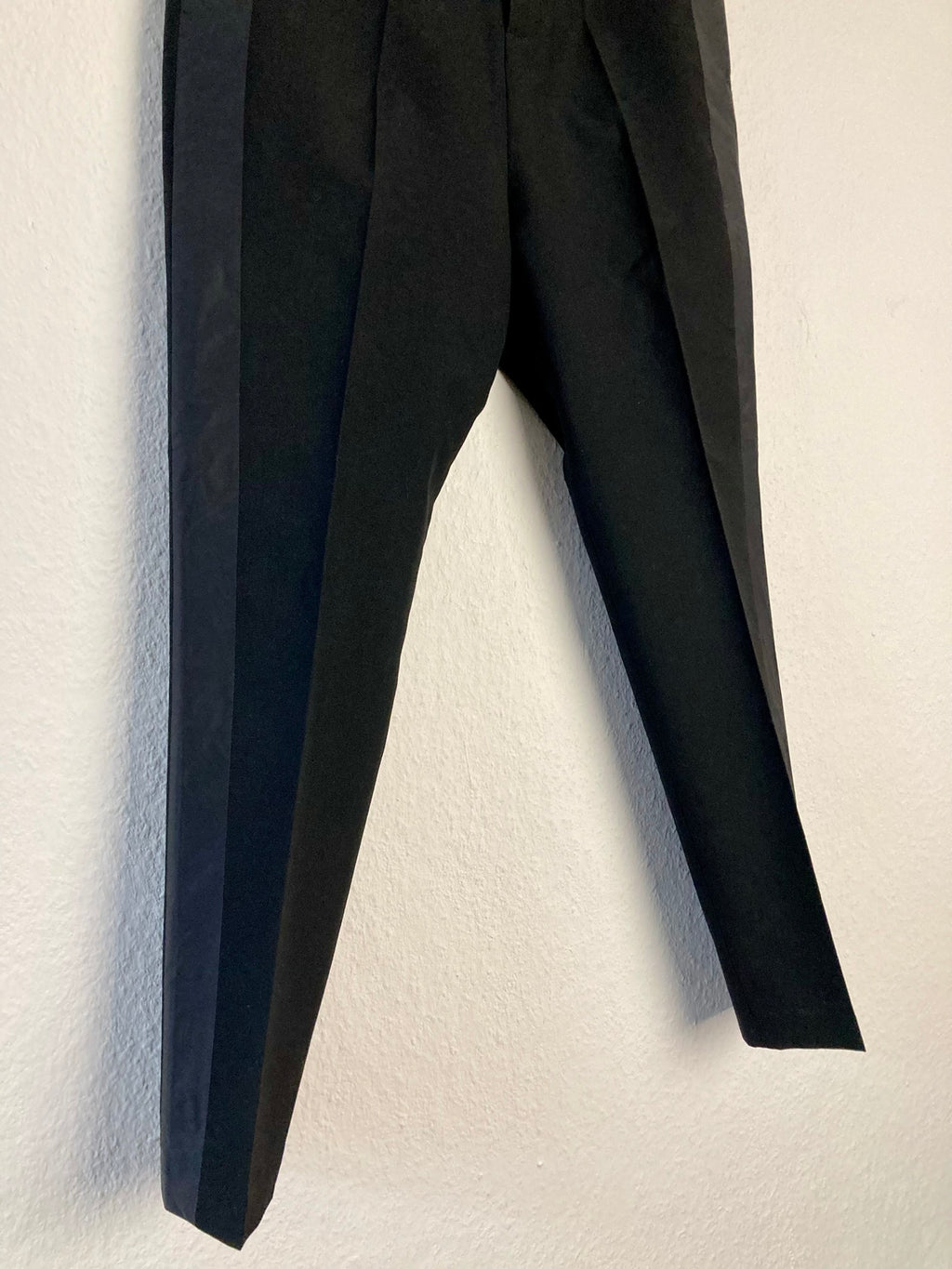 F/W 18 "SISYPHUS" Astaire Slim Fit Wool Tuxedo Trousers in Black Size 46/30