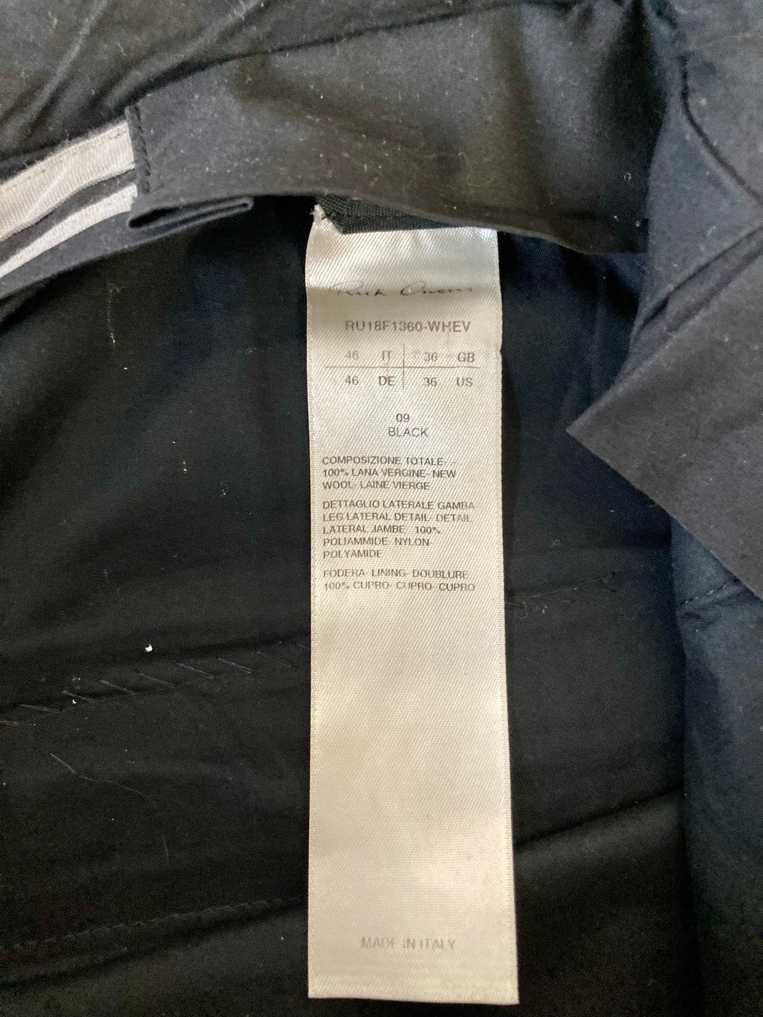 F/W 18 "SISYPHUS" Astaire Slim Fit Wool Tuxedo Trousers in Black Size 46/30