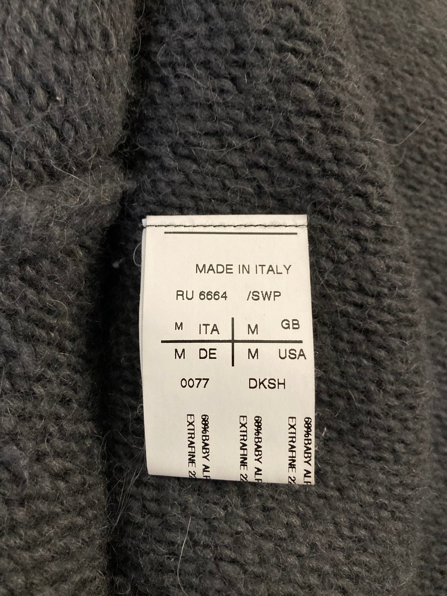 F/W 10 "GLEAM" Asymetrical Cut Baby Alpaca & Silk Knit in Black Size M