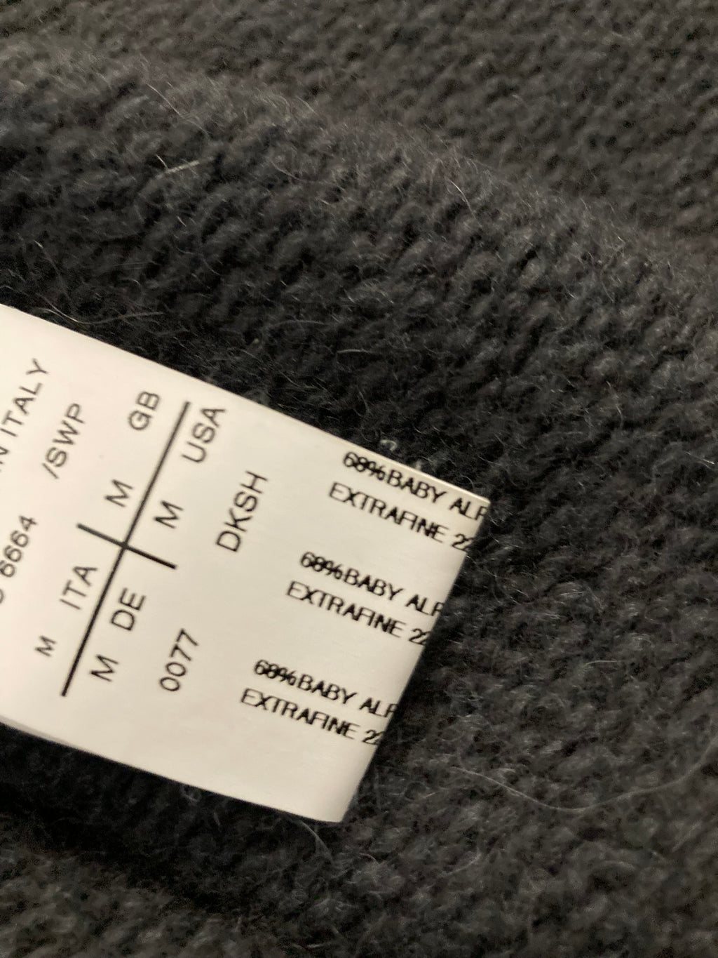 F/W 10 "GLEAM" Asymetrical Cut Baby Alpaca & Silk Knit in Black Size M