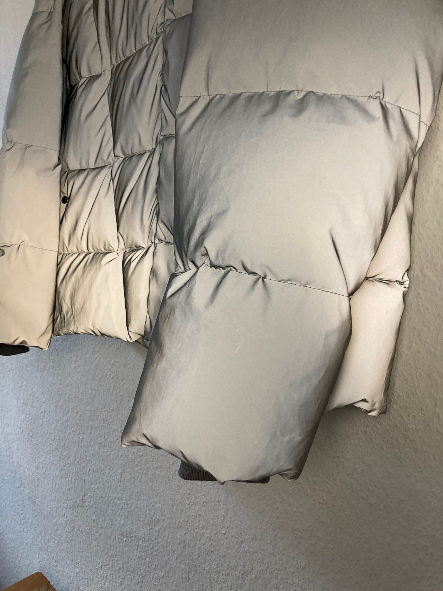 F/W 22 "STROBE" Runway Reflecting Glass Fibre Flight Down-Filled Puffer Jacket in Reflex & Pearl Size 50/M