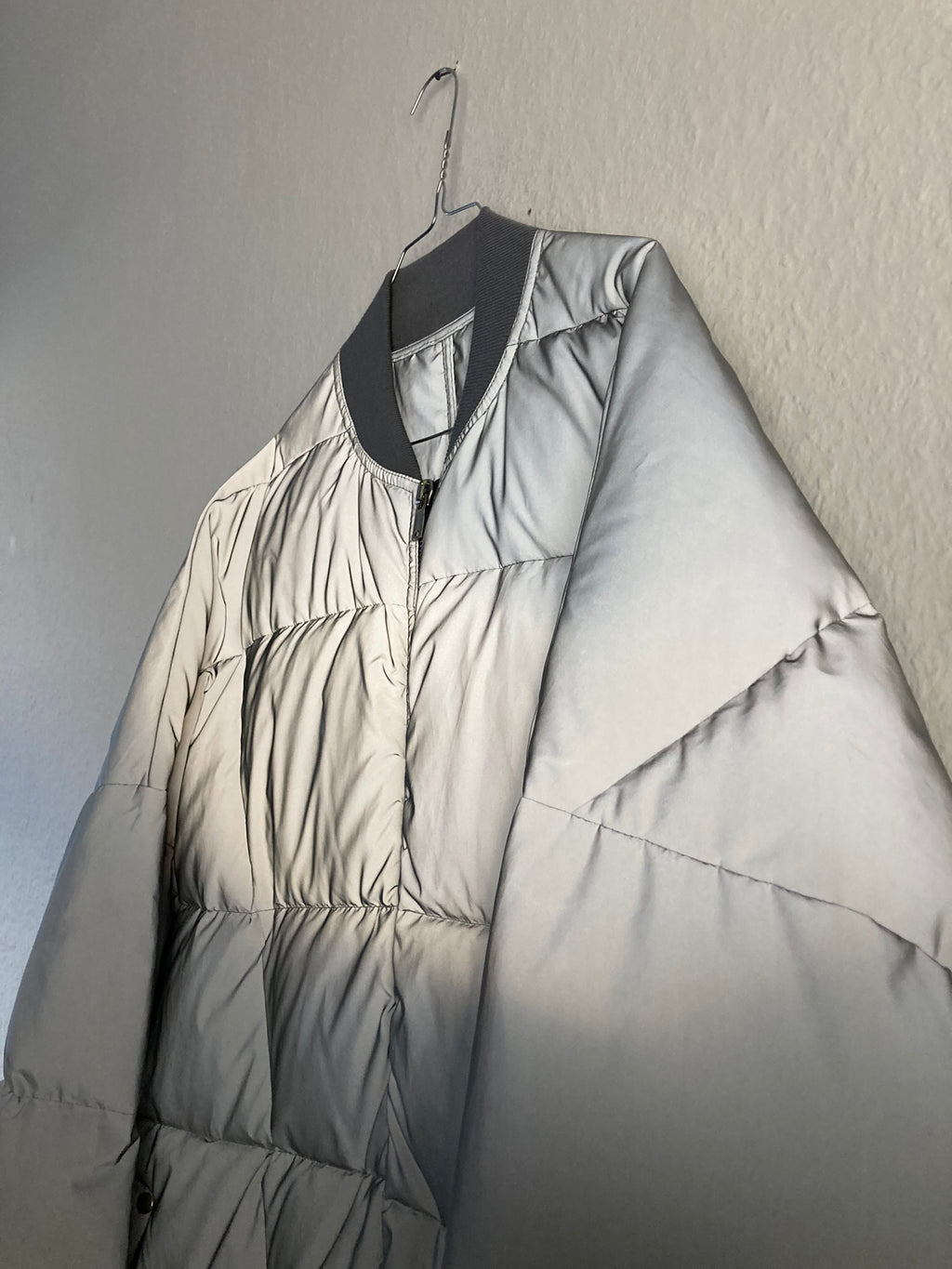 F/W 22 "STROBE" Runway Reflecting Glass Fibre Flight Down-Filled Puffer Jacket in Reflex & Pearl Size 50/M