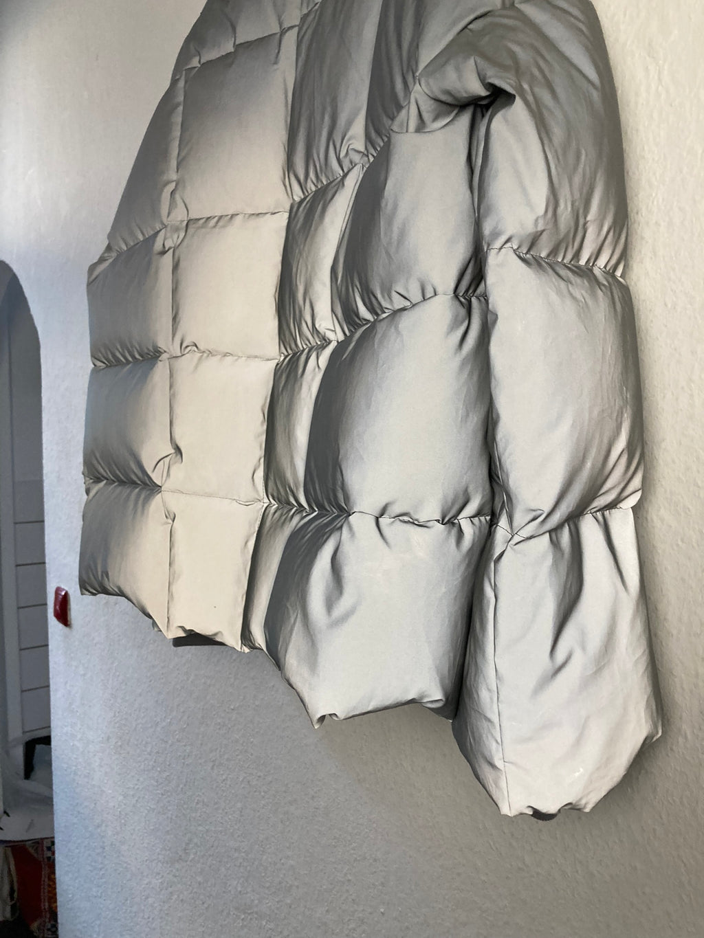 F/W 22 "STROBE" Runway Reflecting Glass Fibre Flight Down-Filled Puffer Jacket in Reflex & Pearl Size 50/M