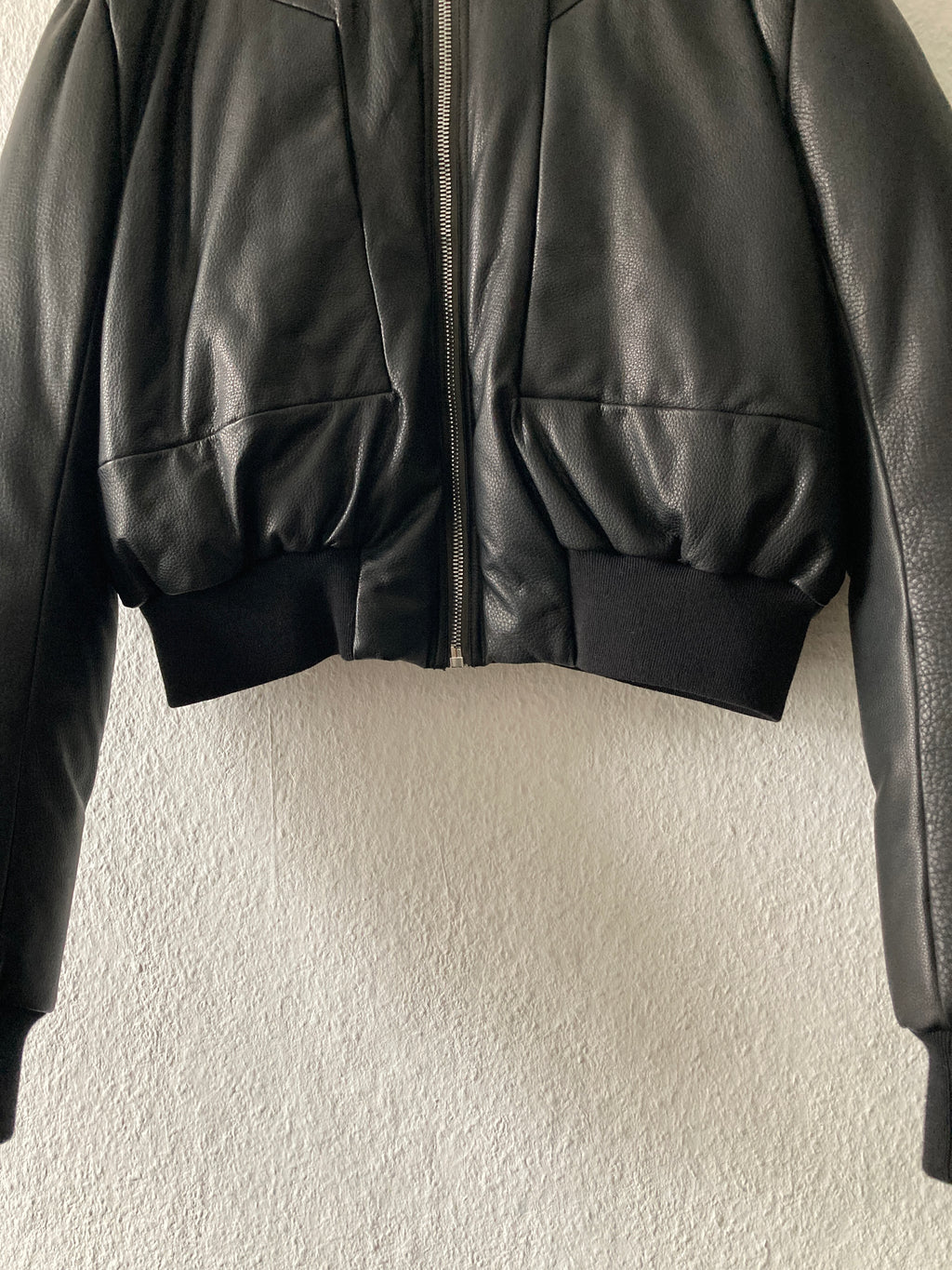 F/W22 "STROBE" Runway Fog Leather Down Bomber Jacket Rick Owens