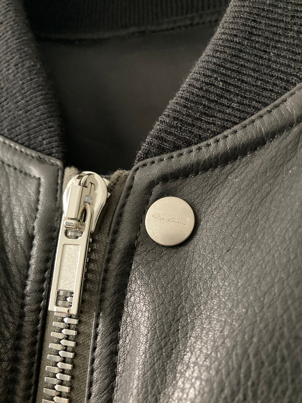 F/W22 "STROBE" Runway Fog Leather Down Bomber Jacket Rick Owens