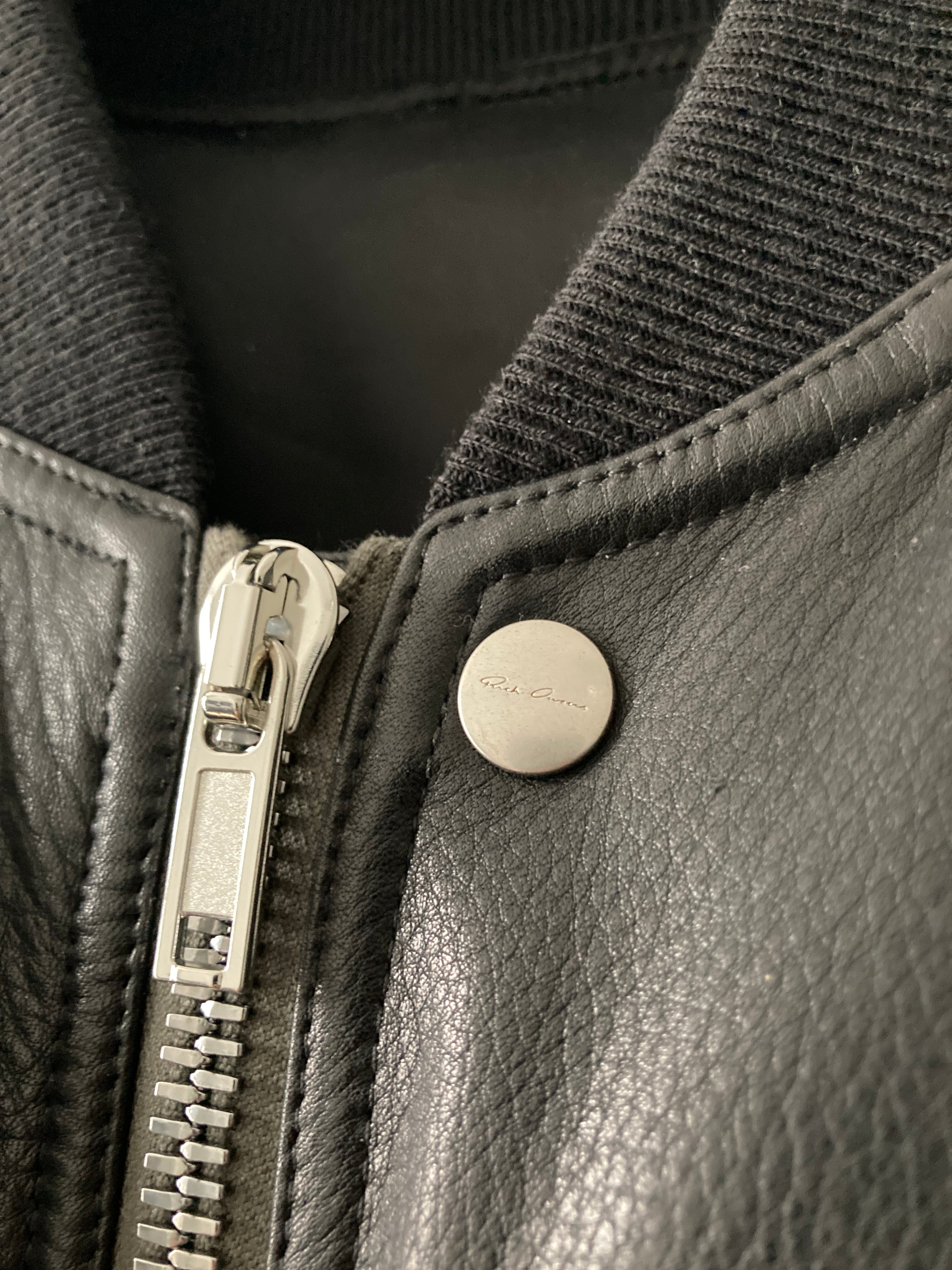 F/W22 "STROBE" Runway Fog Leather Down Bomber Jacket Rick Owens