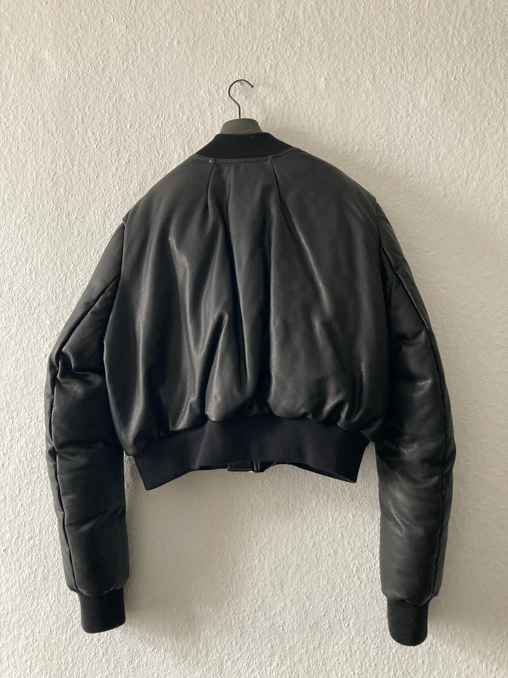 F/W22 "STROBE" Runway Fog Leather Down Bomber Jacket Rick Owens