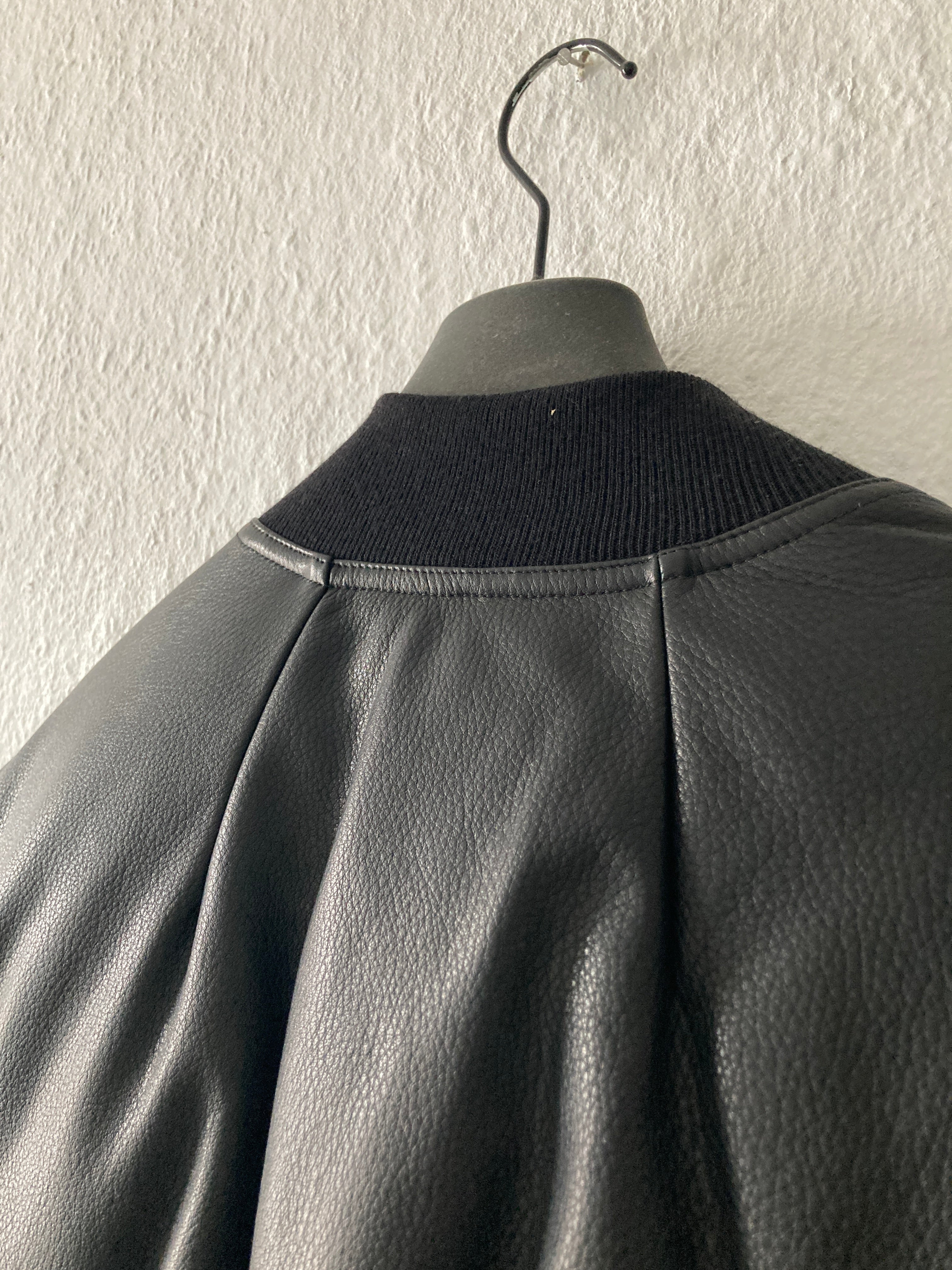 F/W22 "STROBE" Runway Fog Leather Down Bomber Jacket Rick Owens