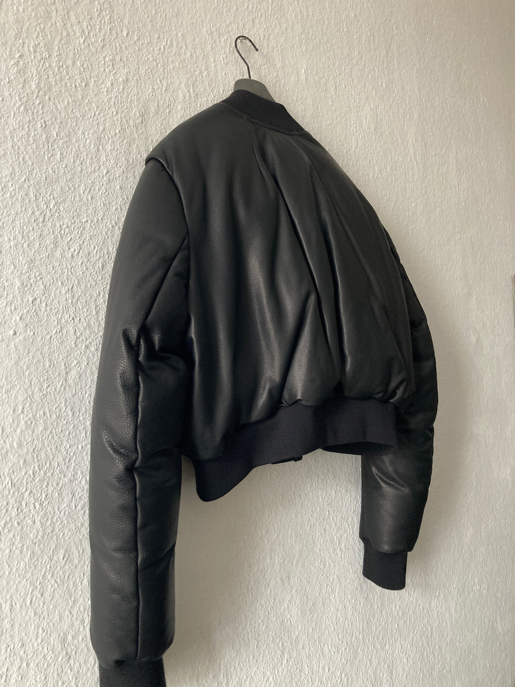 F/W22 "STROBE" Runway Fog Leather Down Bomber Jacket Rick Owens