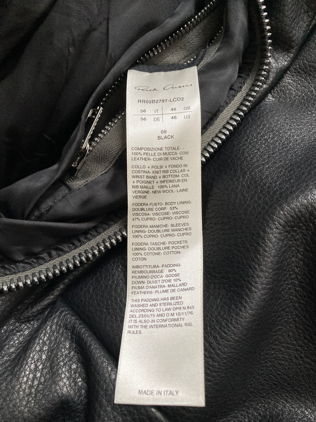 F/W22 "STROBE" Runway Fog Leather Down Bomber Jacket Rick Owens