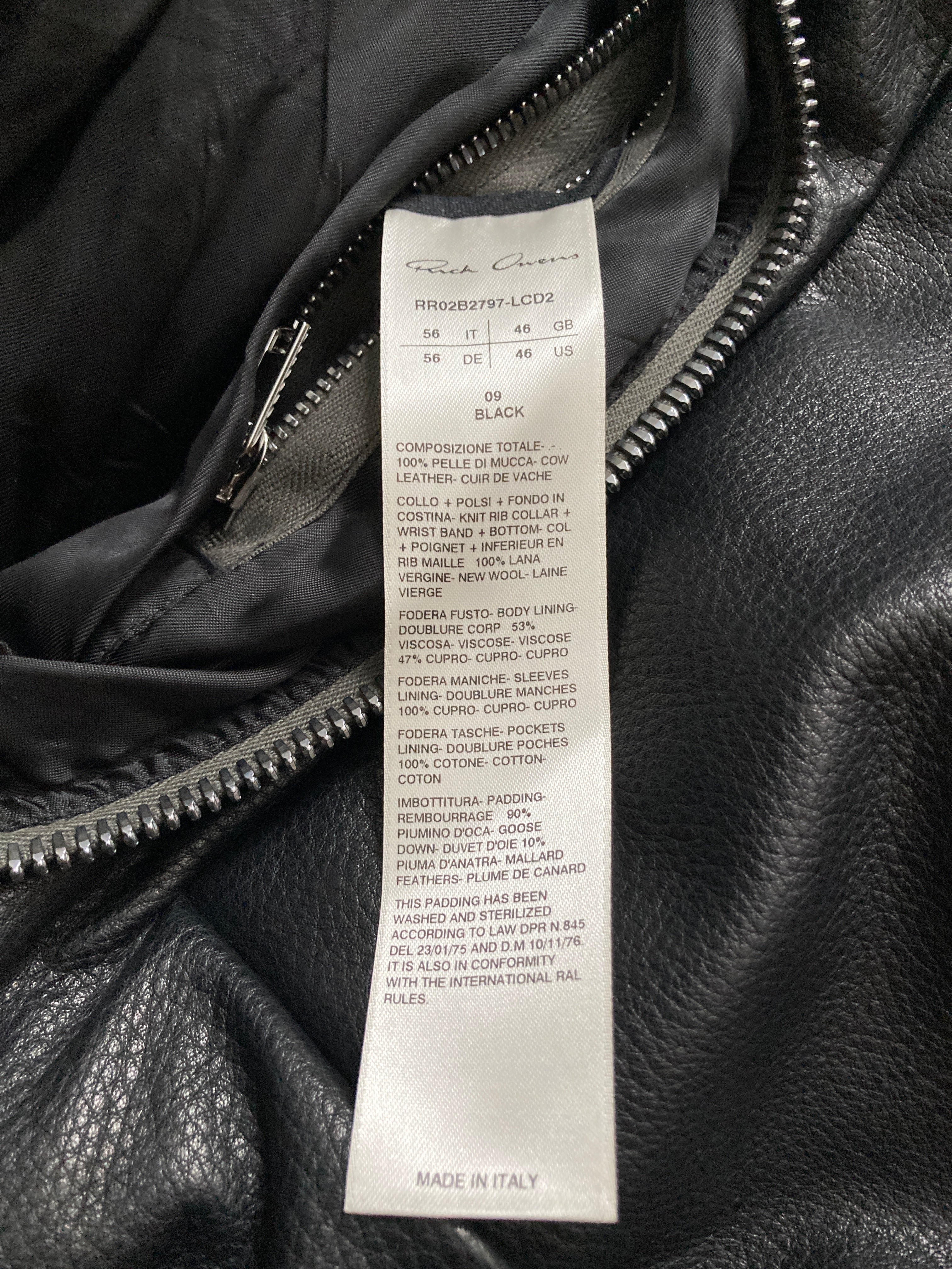 F/W22 "STROBE" Runway Fog Leather Down Bomber Jacket Rick Owens