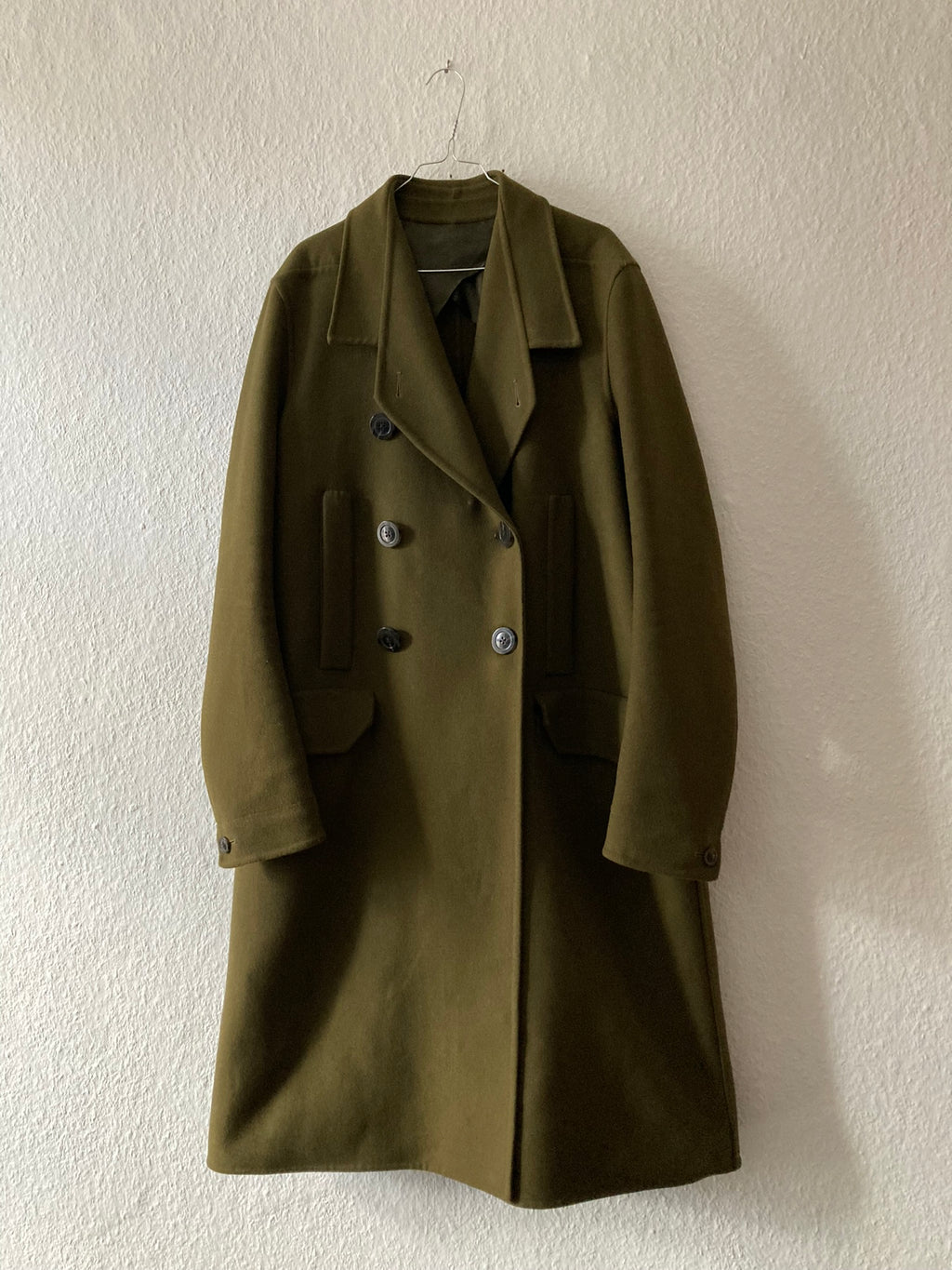 F/W 18 "SISYPHUS" Drella Double-Breasted Wool Coat in Army Green Size 48/M