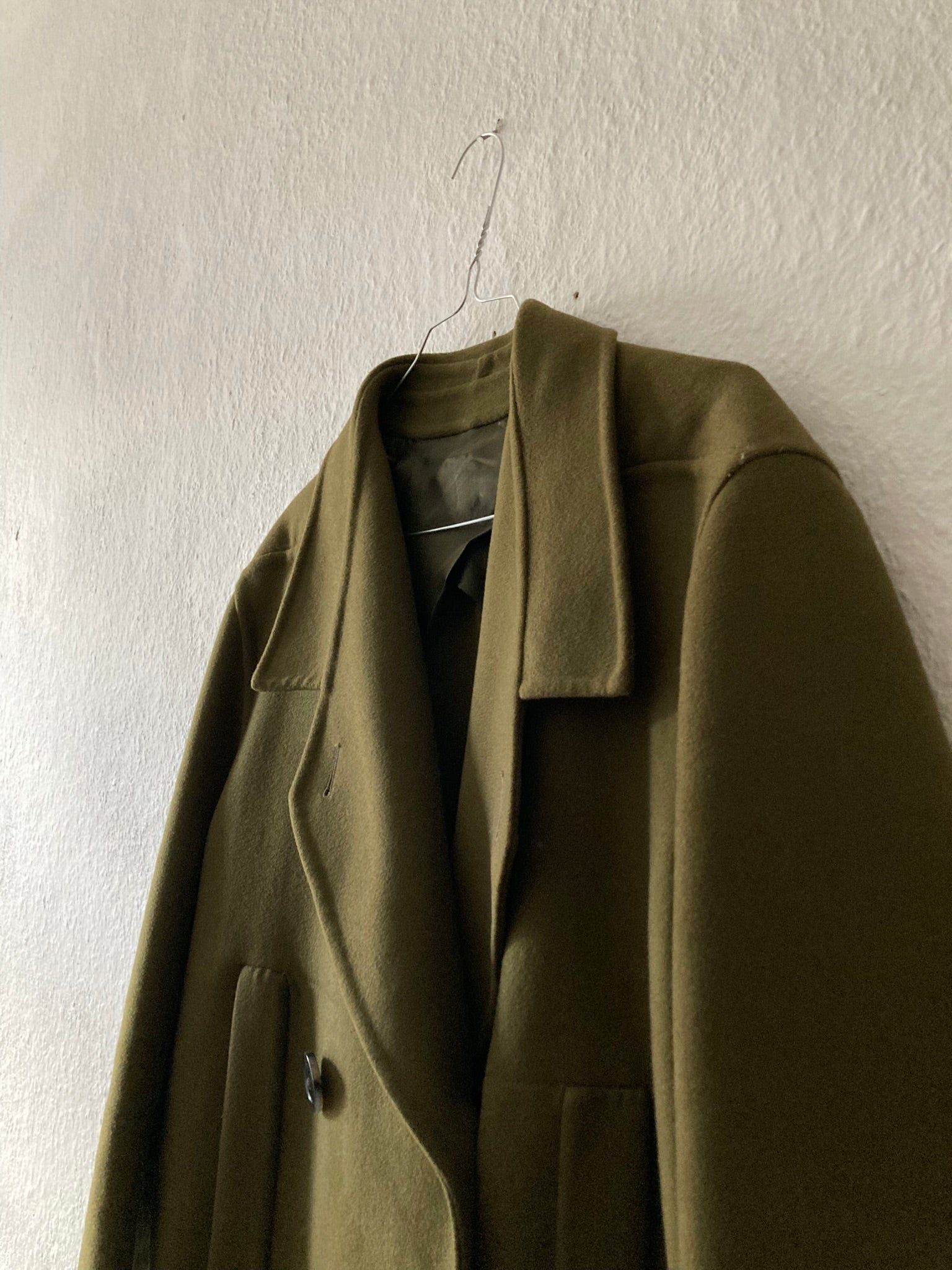 F/W 18 "SISYPHUS" Drella Double-Breasted Wool Coat in Army Green Size 48/M