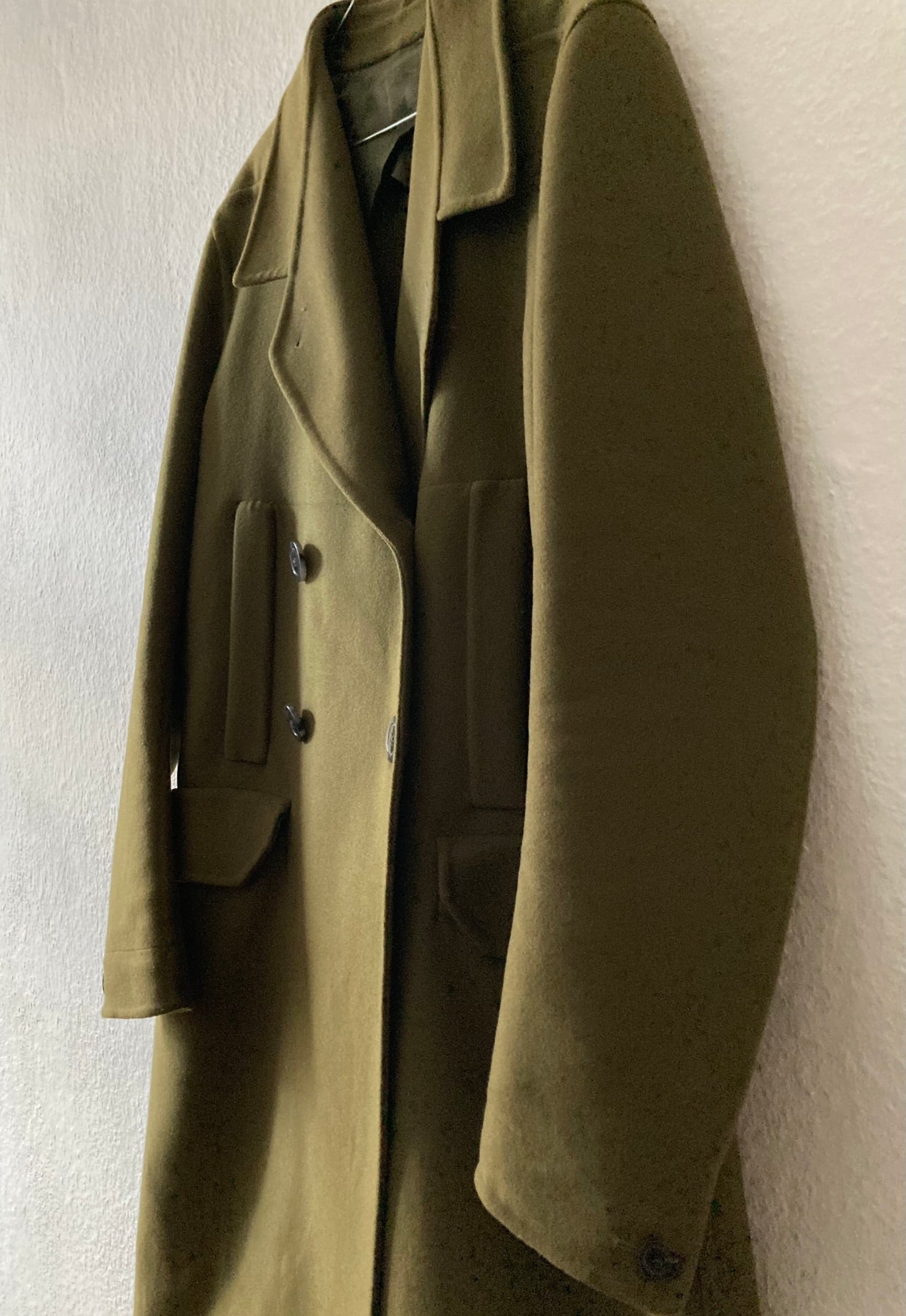 F/W 18 "SISYPHUS" Drella Double-Breasted Wool Coat in Army Green Size 48/M