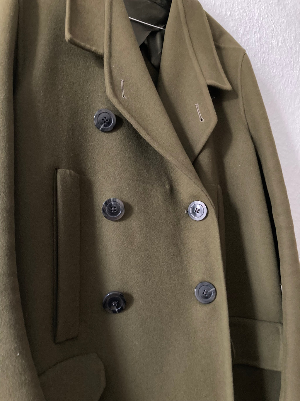 F/W 18 "SISYPHUS" Drella Double-Breasted Wool Coat in Army Green Size 48/M