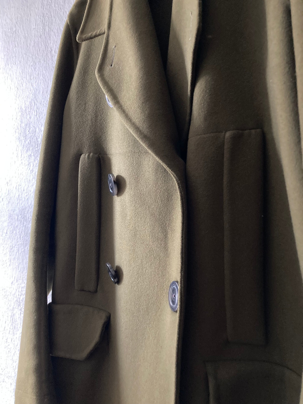 F/W 18 "SISYPHUS" Drella Double-Breasted Wool Coat in Army Green Size 48/M
