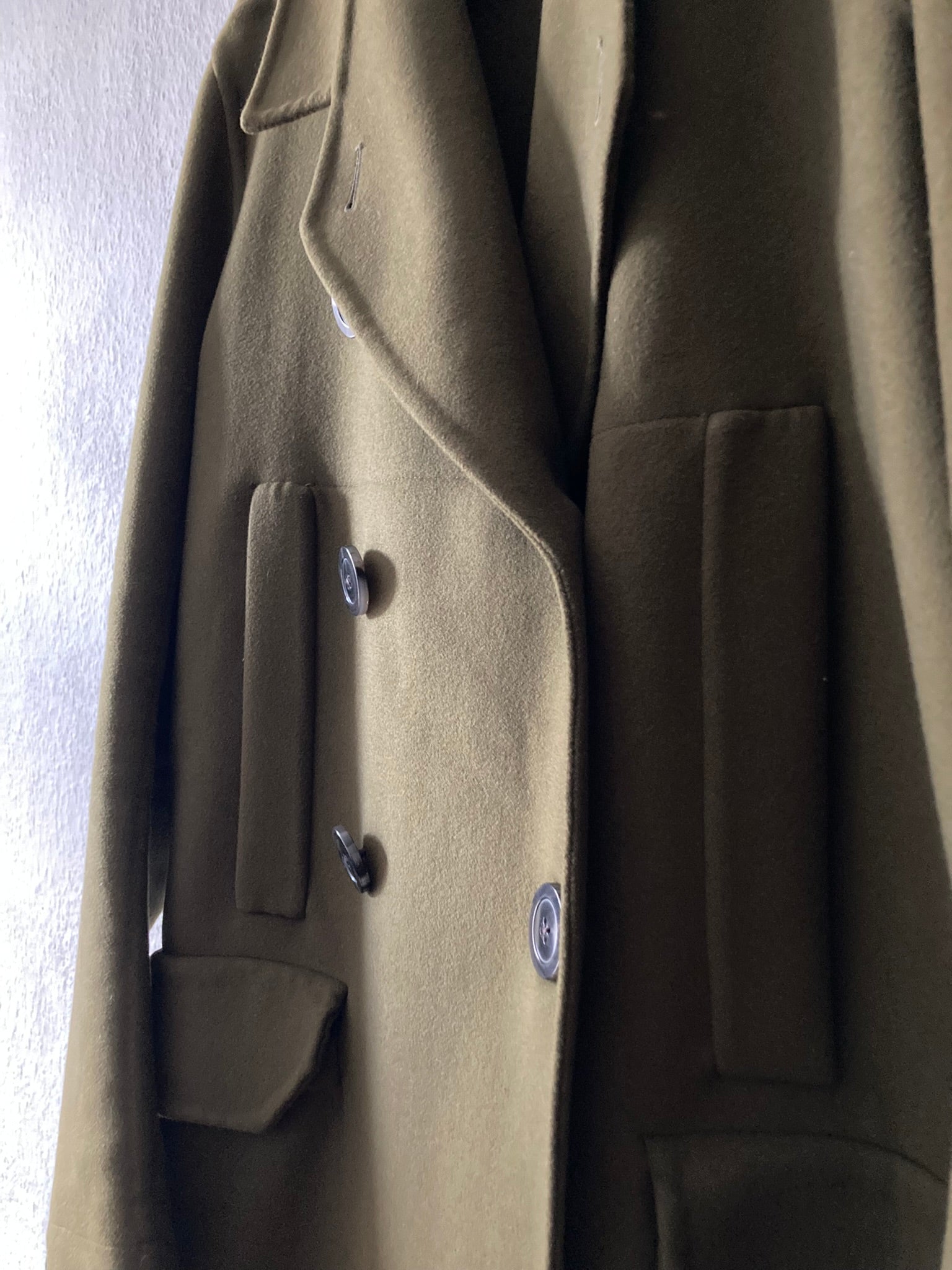 F/W 18 "SISYPHUS" Drella Double-Breasted Wool Coat in Army Green Size 48/M