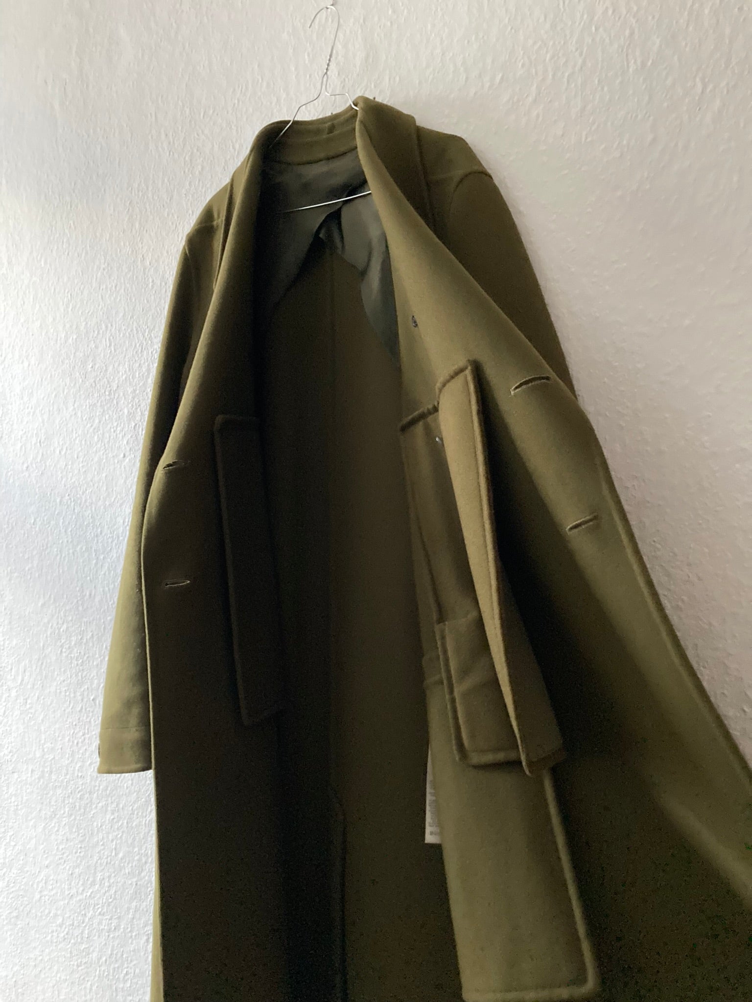 F/W 18 "SISYPHUS" Drella Double-Breasted Wool Coat in Army Green Size 48/M