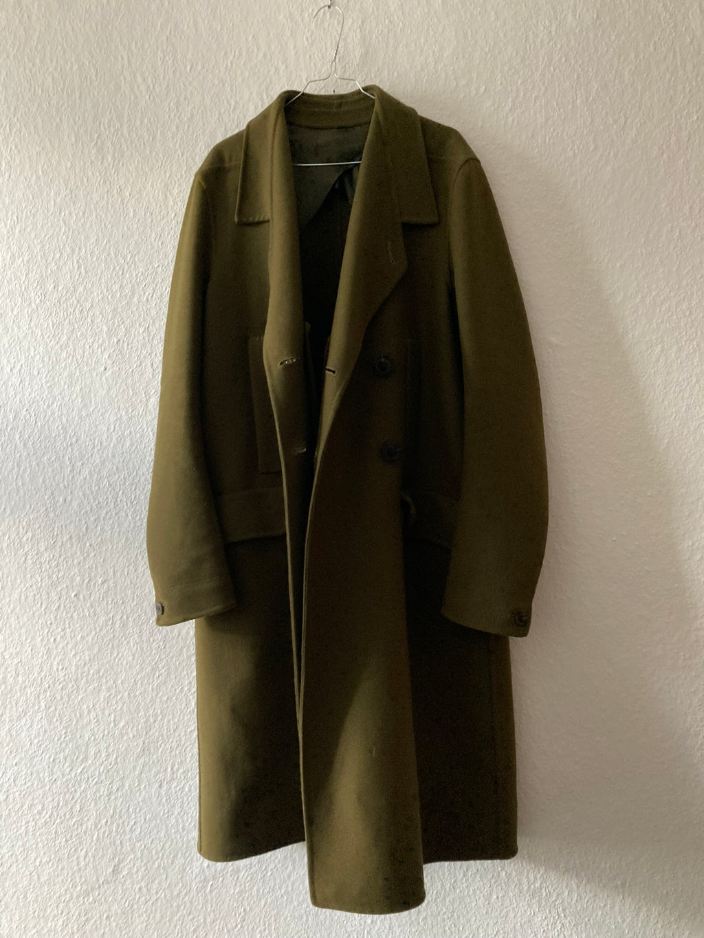 F/W 18 "SISYPHUS" Drella Double-Breasted Wool Coat in Army Green Size 48/M