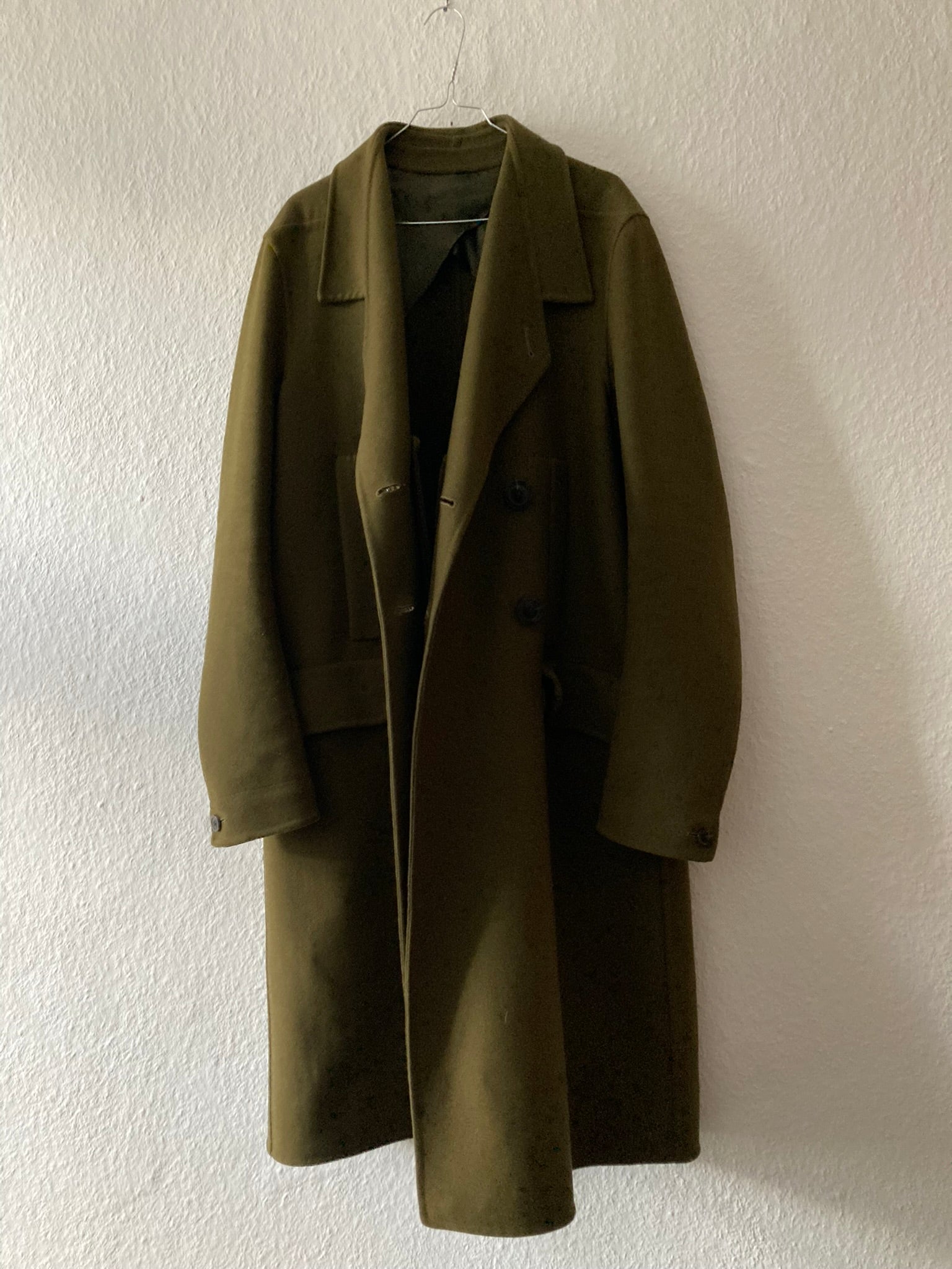 F/W 18 "SISYPHUS" Drella Double-Breasted Wool Coat in Army Green Size 48/M