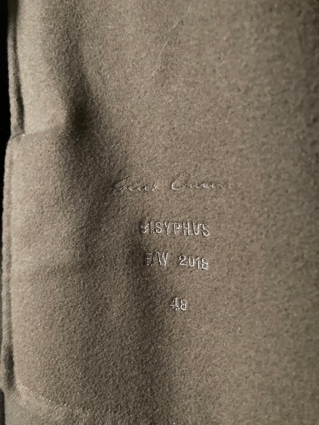 F/W 18 "SISYPHUS" Drella Double-Breasted Wool Coat in Army Green Size 48/M