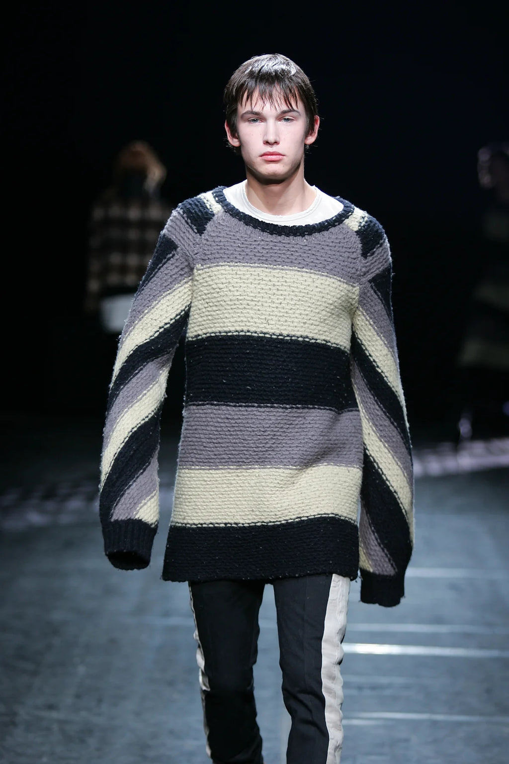 F/W 06 "DUSTULATOR" Striped Brown Runway Linen & Cotton Pants M Rick Owens