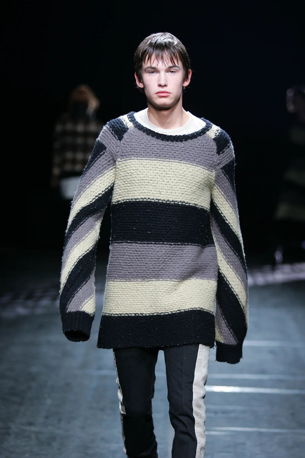 F/W 06 "DUSTULATOR" Striped Brown Runway Linen & Cotton Pants M Rick Owens