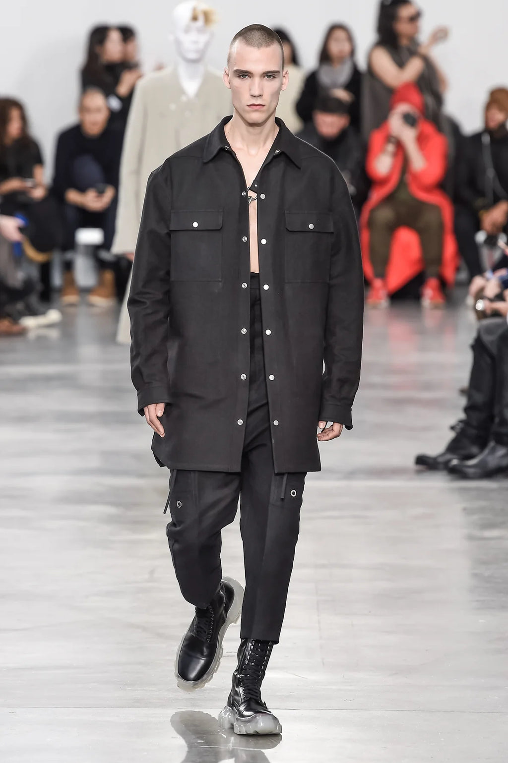 F/W 19 “LARRY” Cashmere & Silk Lined Shirt Jacket Rick Owens IT52/L
