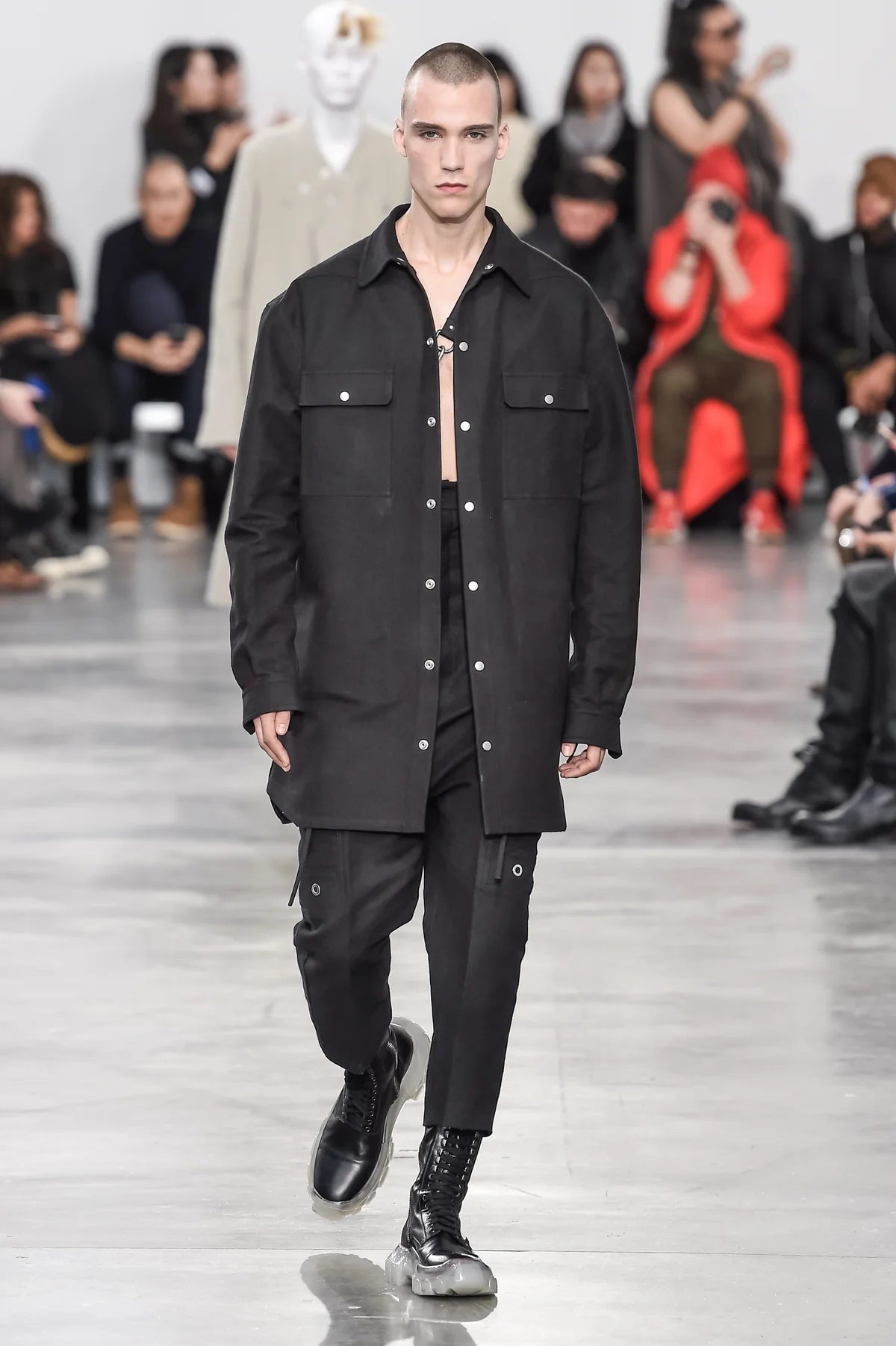 F/W 19 “LARRY” Cashmere & Silk Lined Shirt Jacket Rick Owens IT52/L