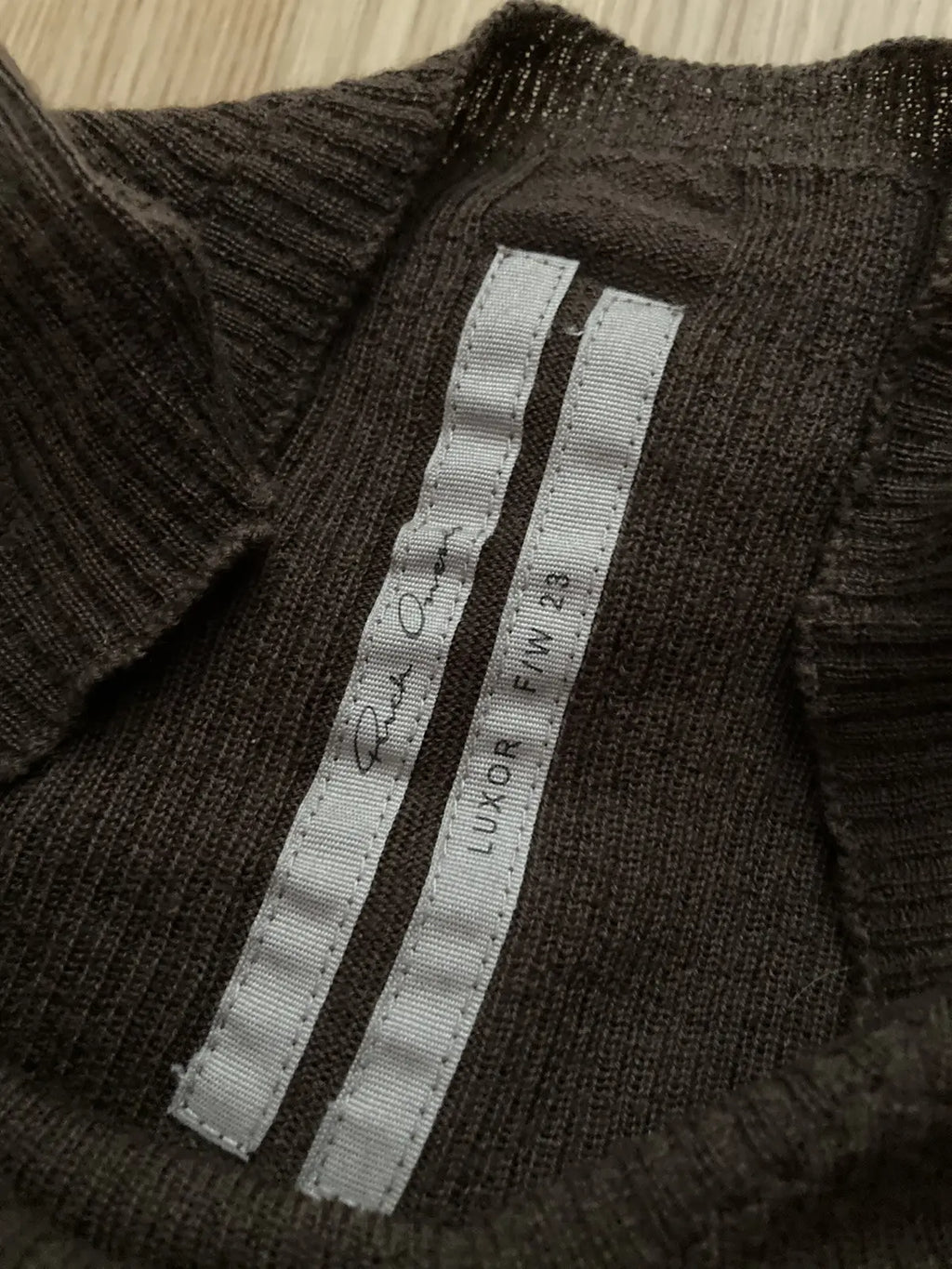 F/W 23 "LUXOR" Ribbed Brown Wool Sweater Rick Owens L