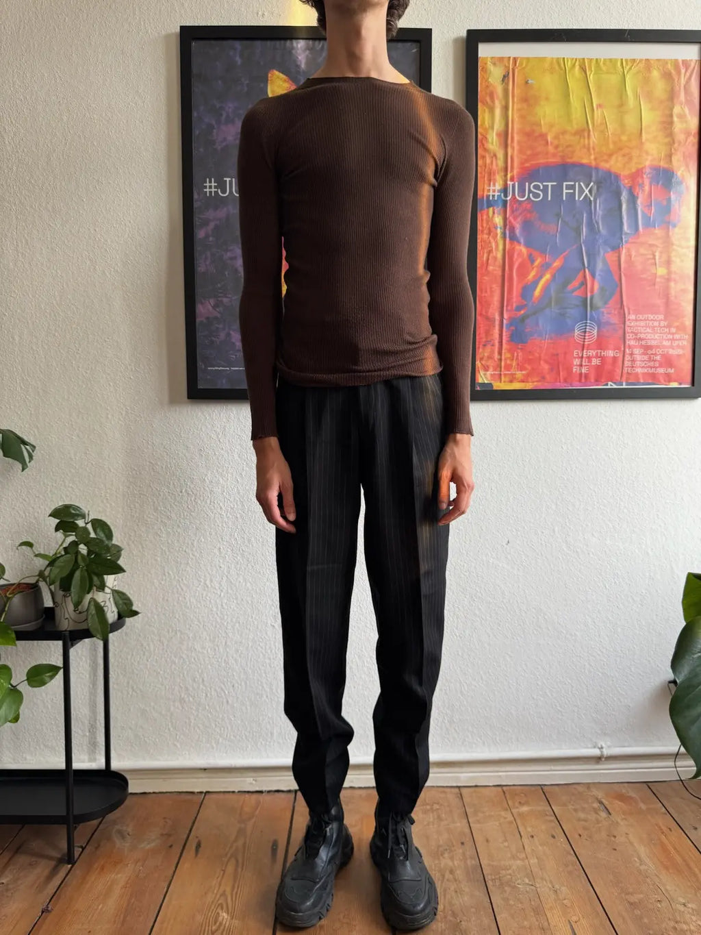 F/W 23 "LUXOR" Ribbed Brown Wool Sweater Rick Owens L