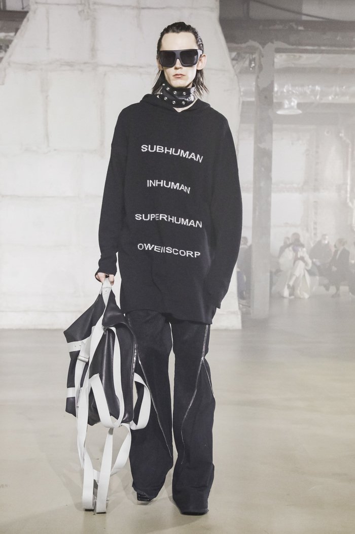 F/W 22 "STROBE" Black Runway Cashmere Hoodie Rick Owens L